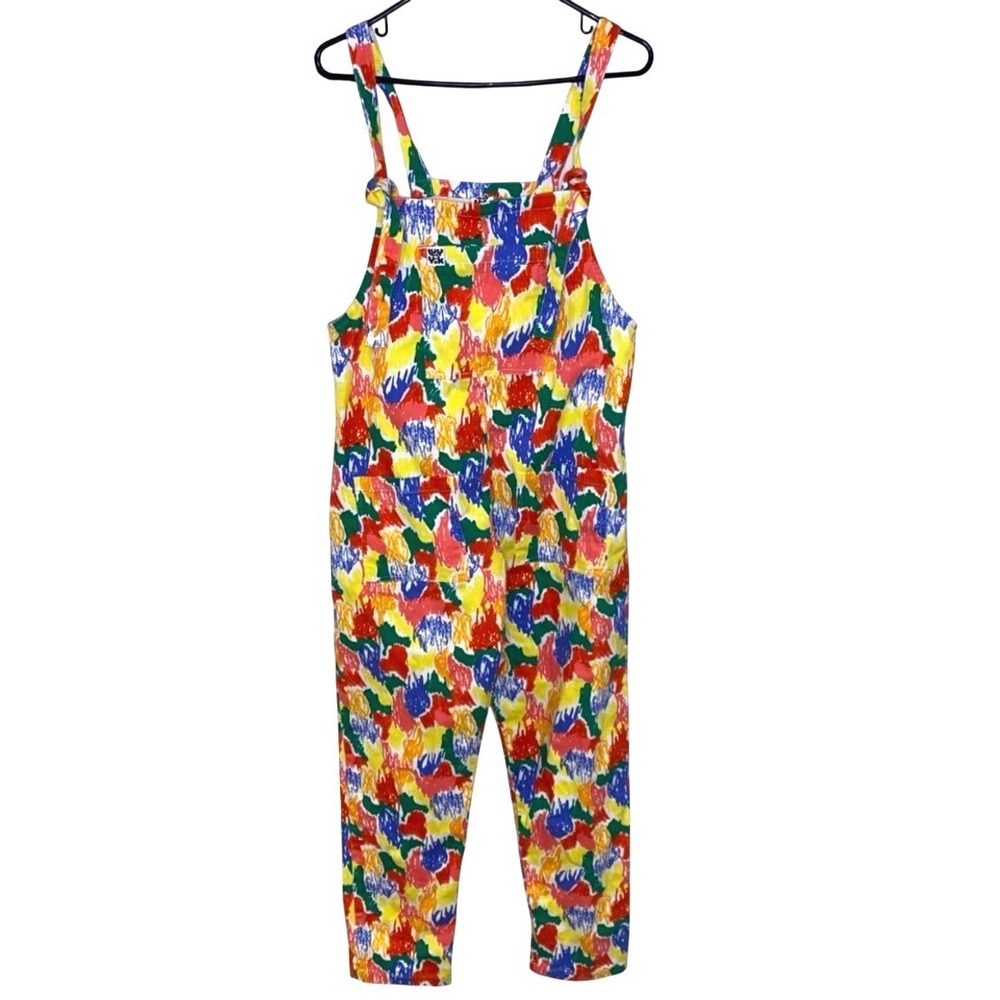 Lucy & Yak Organic Cotton Dungarees Abstract Scribble Print Unisex 16R US 12R